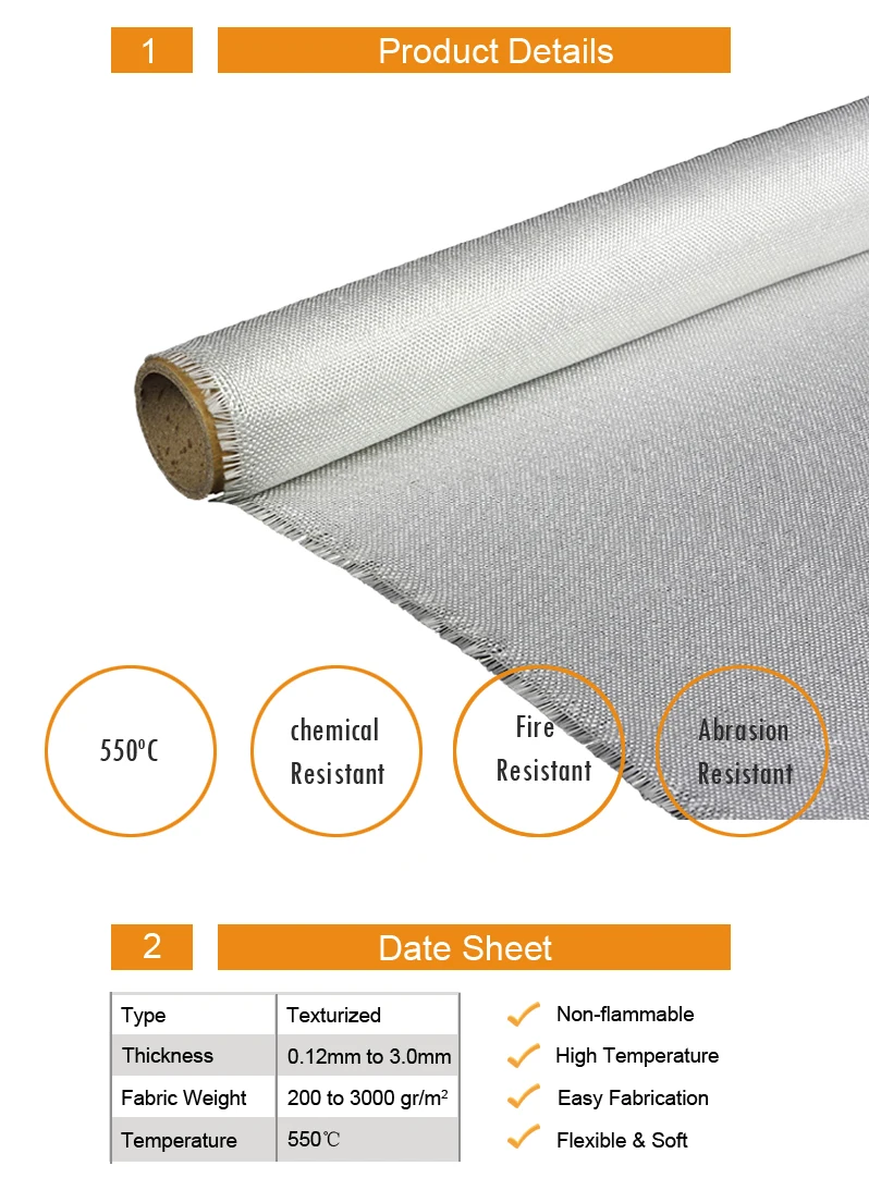 
Texturize High Temperature Reinforced Fiberglass Cloth Roll 