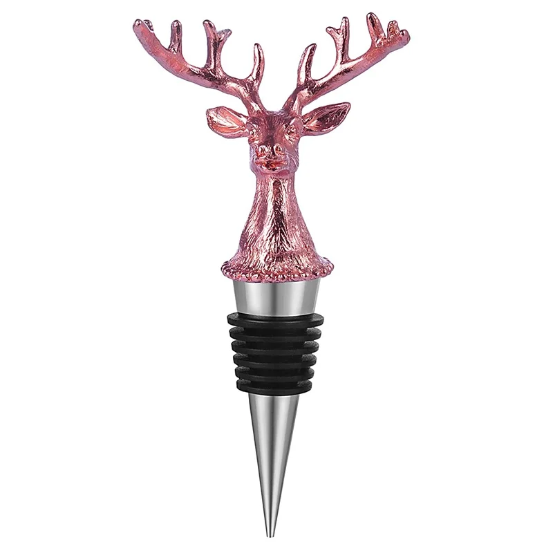 

Custom 3D Animal Head Reusable Metal Rose Gold Plated Deer Head Bottle Stopper, Plating or custom
