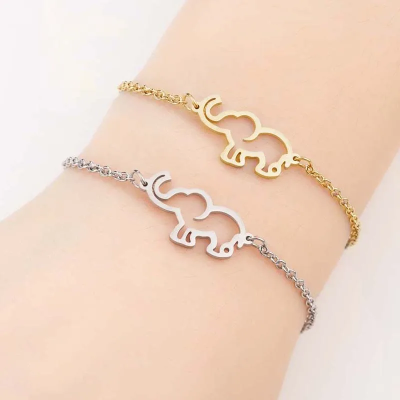 

Fashion Personalized Elephant Stainless Steel Proboscis Design Gold And Silver Baby Bracelet For Children, Silver,gold or custom