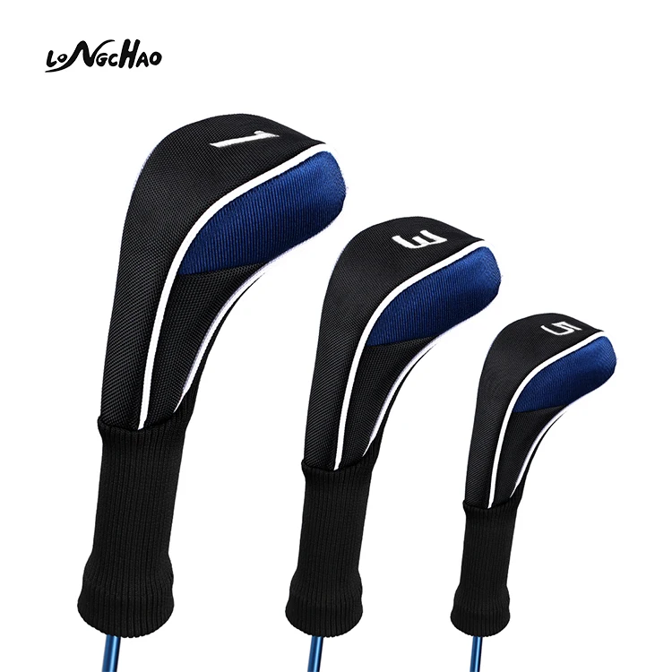 

Wholesale Custom Nylon Protector Golf Wooden Head Cover 3Pcs/Set, Black,blue