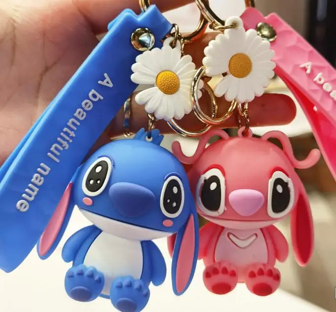 

Free Shipping Stitch cute Keychains Cartoon Animal car keyring Action Figure Gift for Kids Xmas, Colorful