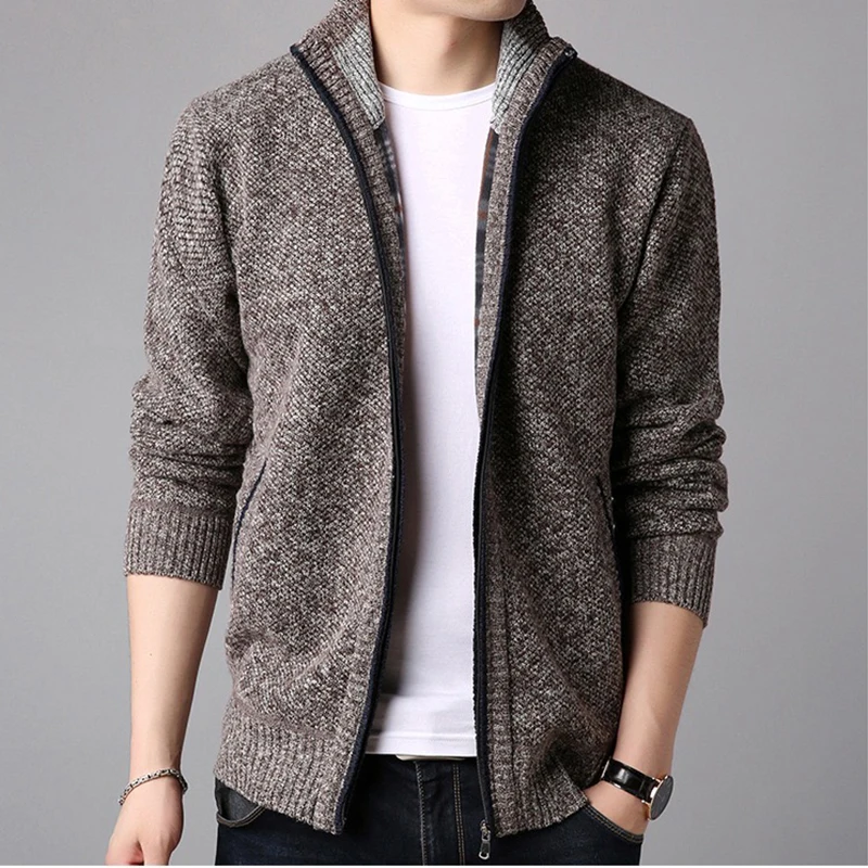 

2021 autumn and winter pullover mock neck mens casual style knitwear cardigan zip sweater, Customized color