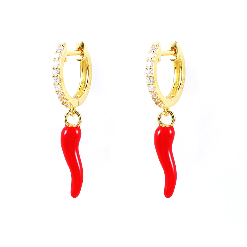 

ROXI unique design S925 sterling silver 18k gold plated colorful chili enamel earrings jewelry for girl women