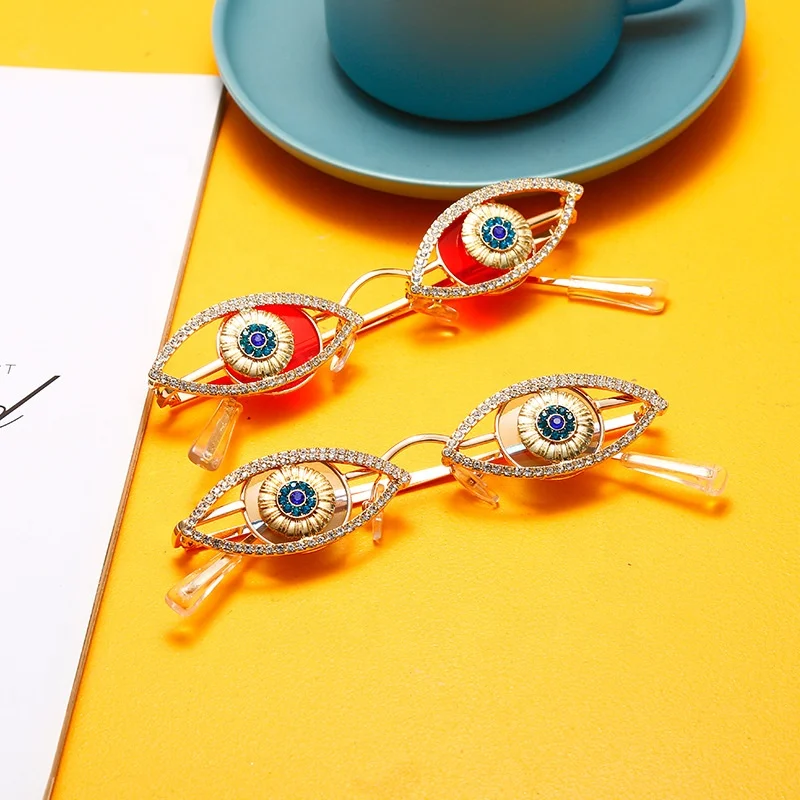 

MOCOO New steampunk retro round eye sunglasses 2020 vintage personality small frame sunglasses fashion rhinestone eyewear, As you see