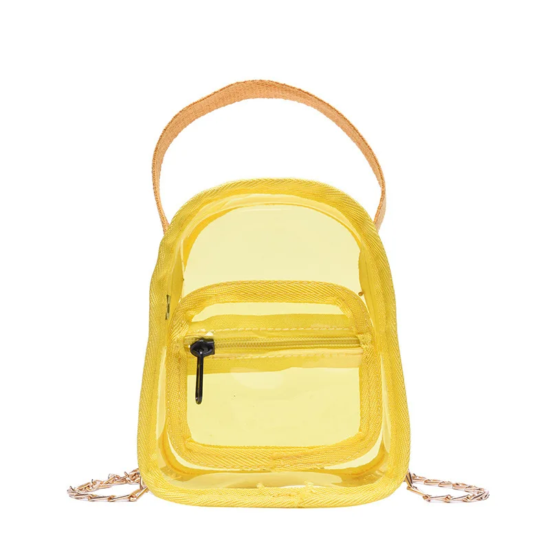 

Candy Color Transparent PVC Mini Crossbody Bag Clear Ladies Fashion Laser Handbag Children Chains Purse