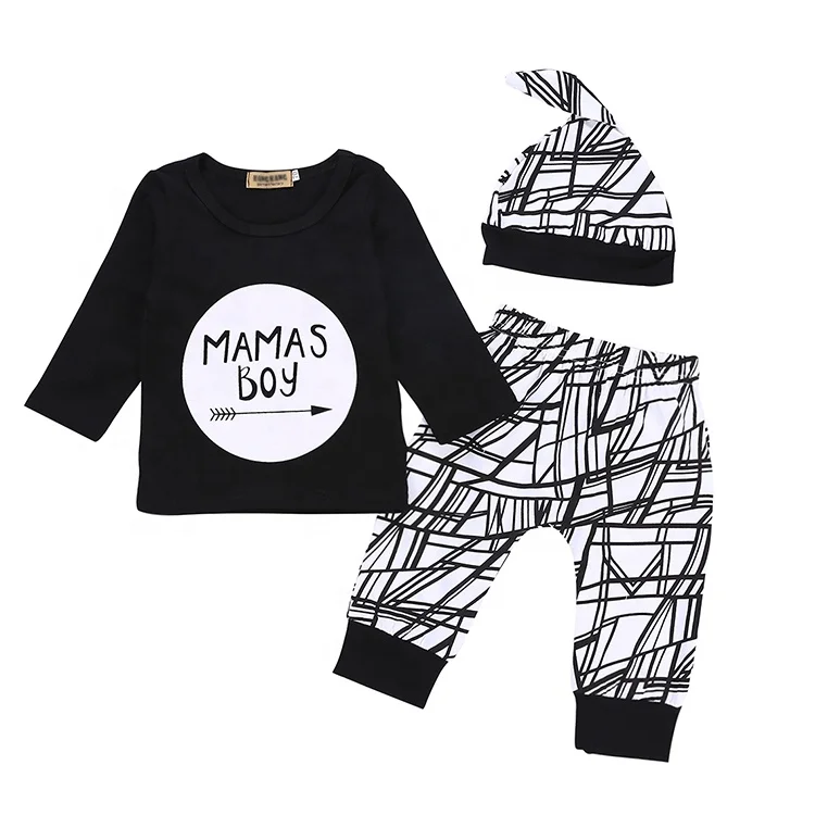 Black and white boy's three-piece suit organic cotton baby clothes fancy boys baby suits autumn baby boy clothing set