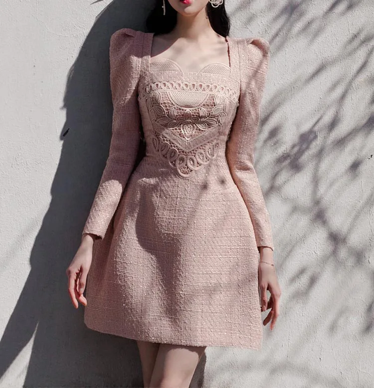 

Bettergirl Fashion Niche Design Pink Elegant Short Dress Women's Clothing 2023 Embroidery High Waist Slim Casual Women's Dresses