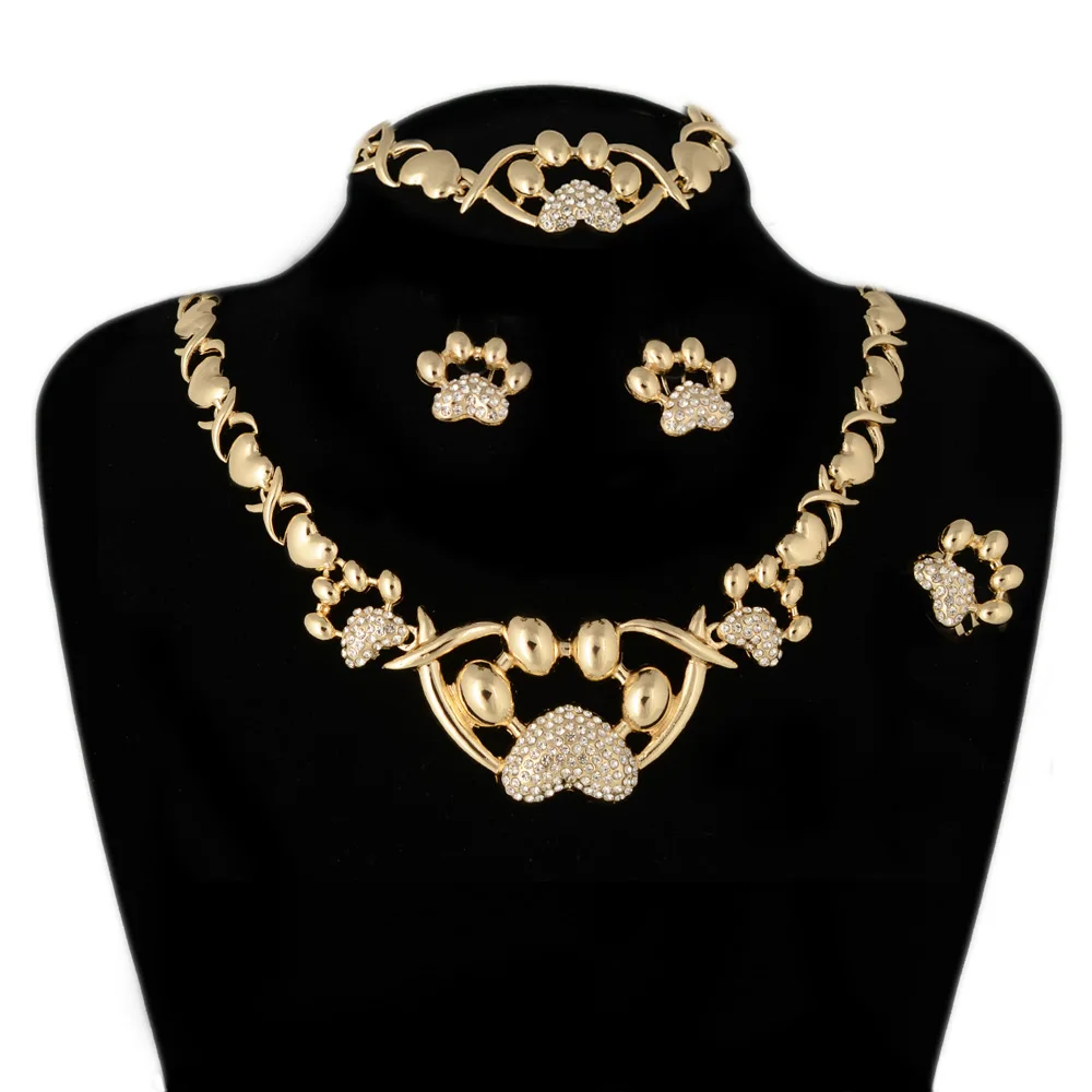 

BPOYB Hottest Fancy Lovely Cat's Claws Wholesale 18K Gold Plated Brazilian Dubai Women Girls Xoxo Necklace Jewelry Set