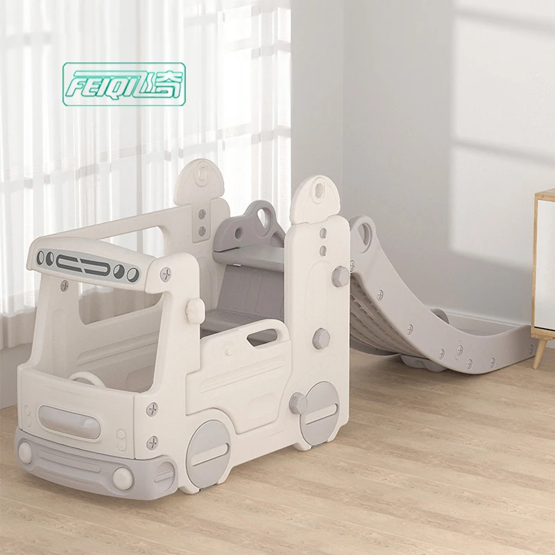 

Feiqitoy New shelf Baby bus slide kid slide, White