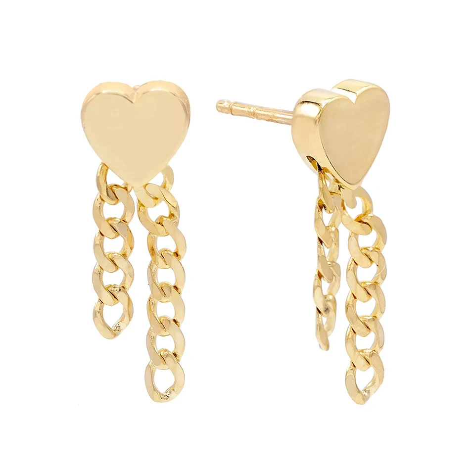 

925 Sterling Silver 14k Gold Plated Heart Stud earrings For Woman Valentine's Day Fashion Earrings