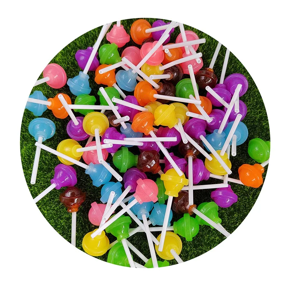 100PCS Cute Resin Lollipops Candy Party Decor Colorful Candy Miniatures Lollipops Charms for Children Gifts Decor