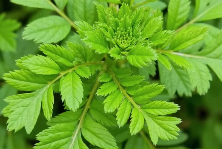 Close-up of sawtooth coriander leaves showing distinctive serrated edges and rosette growth pattern