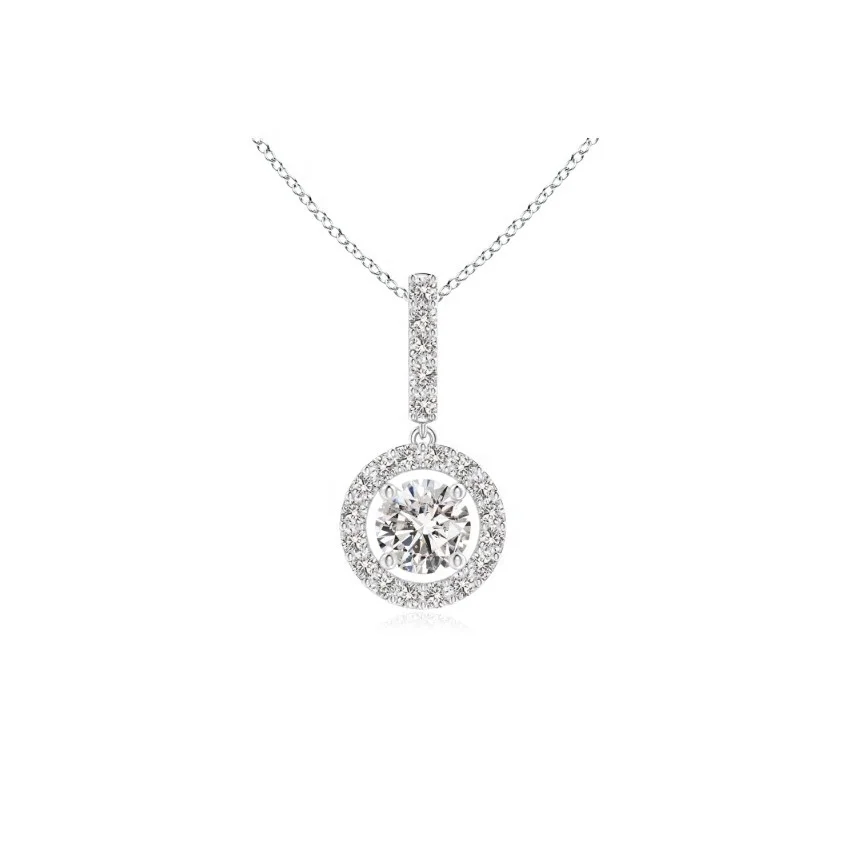 

HY floating dancing pendant lab grown diamond women circle necklace in 14k gold