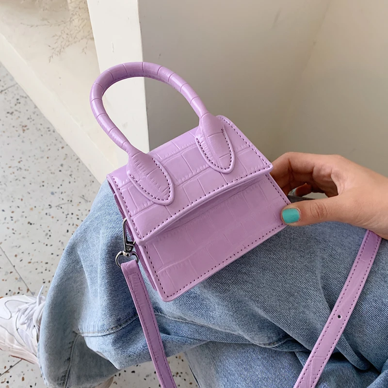 2020 Fashion Crocodile Pattern Small Leather Tote Shoulder Bag Purse Mini Trendy Handbags for Women, Customizable