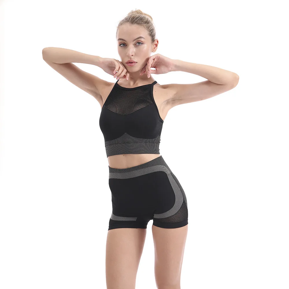 

Wholesale Sport Suit Women Fitness Clothing Sport Wear Machine Wash Is Available Deep U Yoga Set Spandex / Nylon High Waisted, Multi color optional