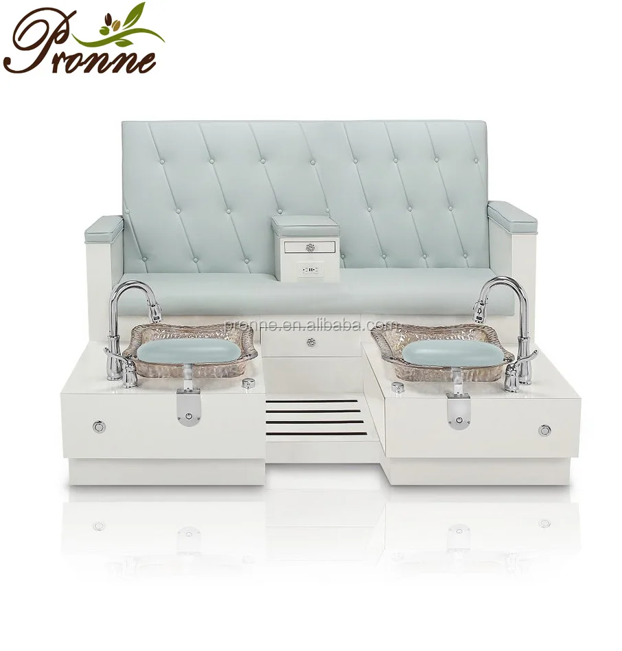 

beauty salon wooden base double seats blue pedicure bench foot spa, Optional