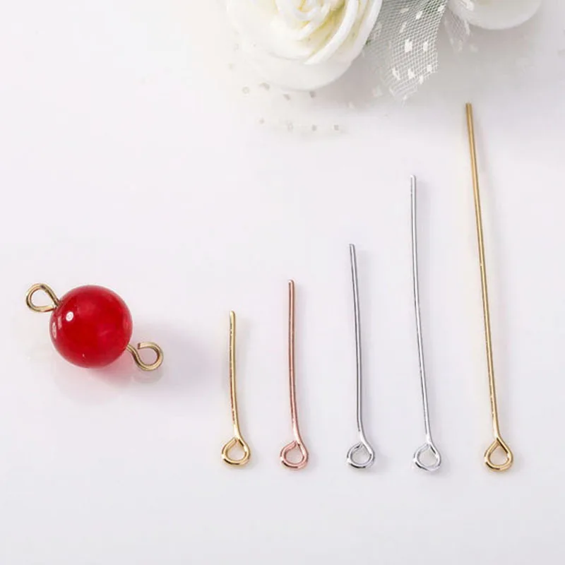 

Jewelry Finding Gold/Silver Color Metal Eye Head Pins for Bracelet Earrings Necklace Making DIY