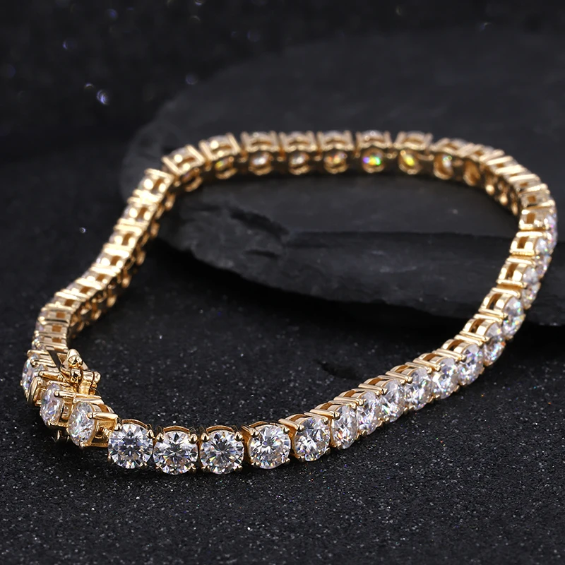 

Hot sale linear bracelets 3mm 4mm round brilliant cut synthetic moissanite diamond tennis bracelet in stock