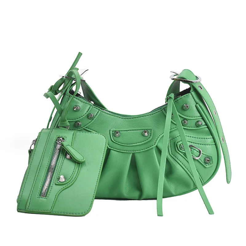 

Fashion women messenger bag shoulder bag luxury designer large capacity texture western style 2 pcs set handbags with purse, White, yellow, green, black, pink, fruit green