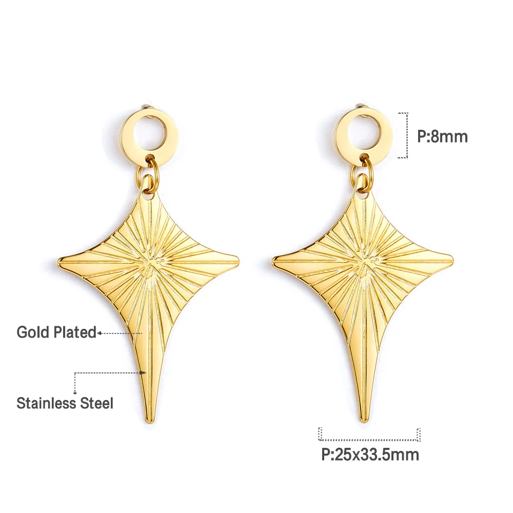 

2022 Fashion Earrings Triangle Shape Stainless Steel Gold Plated Jewelry Hoop Earring for Party, Gold/silver available