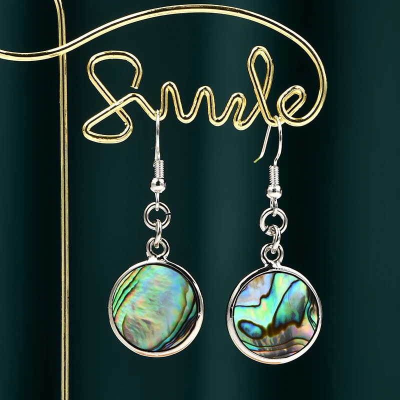 

Hot Selling Fashion Jewelry Oval Shape Natural Abalone Shell Hook Drop Earrings For Womens