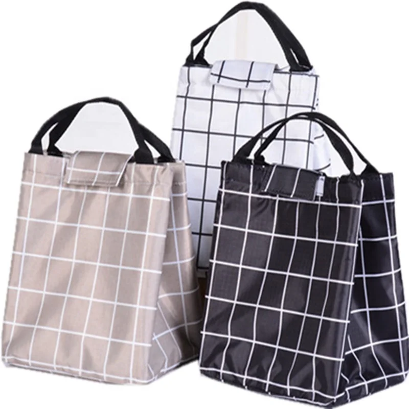 

Sandro High Quality Stock Grid Polyester Travel Picnic Insulated Lunch Cooler bags, Black white or custom