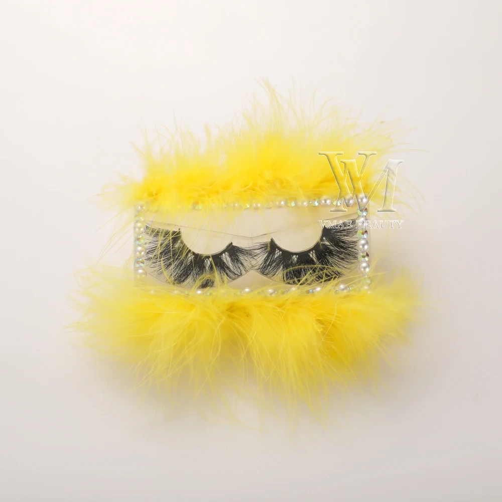 

Luxury Gift Furry Eyelash Packing Customized Boxes With Colorful hairy And Pearl Empty Eye lash Packaging Make your Own Box