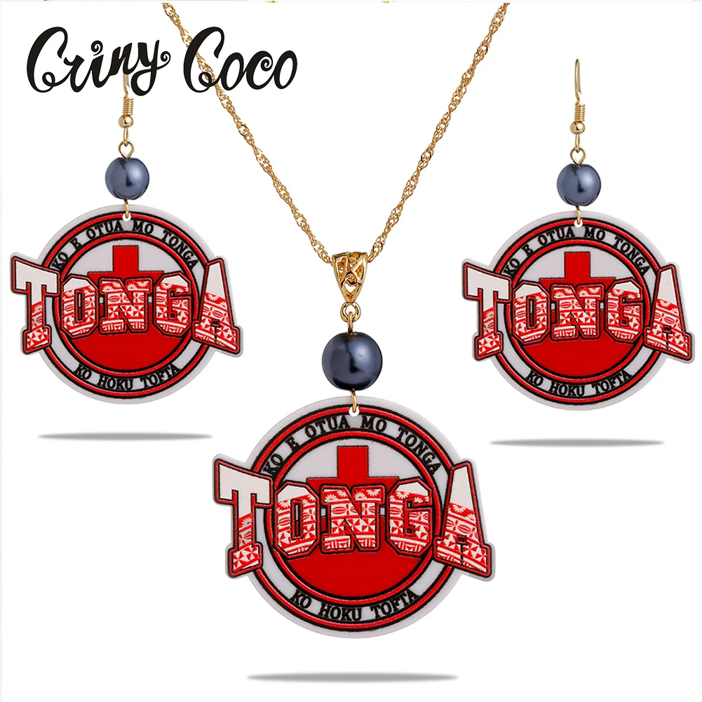 

Cring CoCo Fashion Holiday Earrings Dangling Hook Acrylic Drop Accessories Tonga Hawaiian Jewelry Sets For Women Gifts, Picture shows