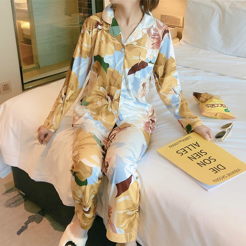 

Pijama Princess Long Sleeve Milk Silk Night Wear Cute Sleepwear Pijamas Feminino Pajama