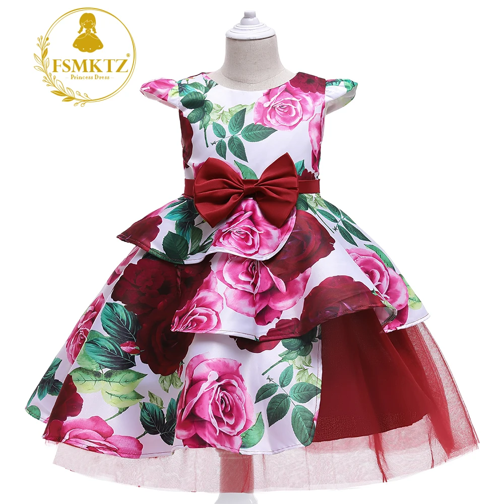 

New Listing Formal Luxury Gown Party Elegant Summer Floral Printing Casual Dress, Blue,red