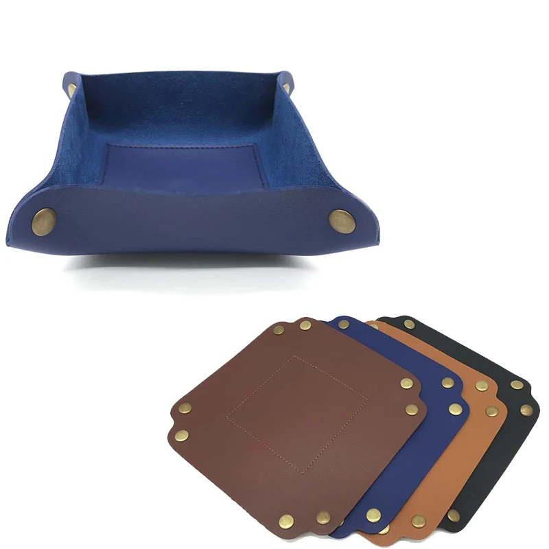 

Premium PU Leather Tray with Brass Metal Rivets for Essentials