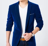 

Wholesale men's business style soft velvet slim casual blazer for men