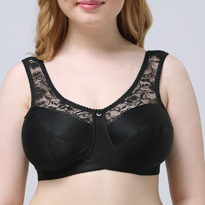

Wholesale 80BCD-120E ultra-thin lace black wireless push up bra plus size cup bras