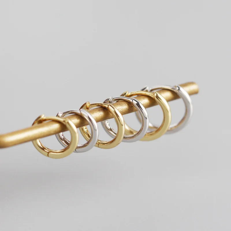 

New minimalism fashion 925 sterling silver 18k gold circle glossy layered stud earrings for female and girls jewelry
