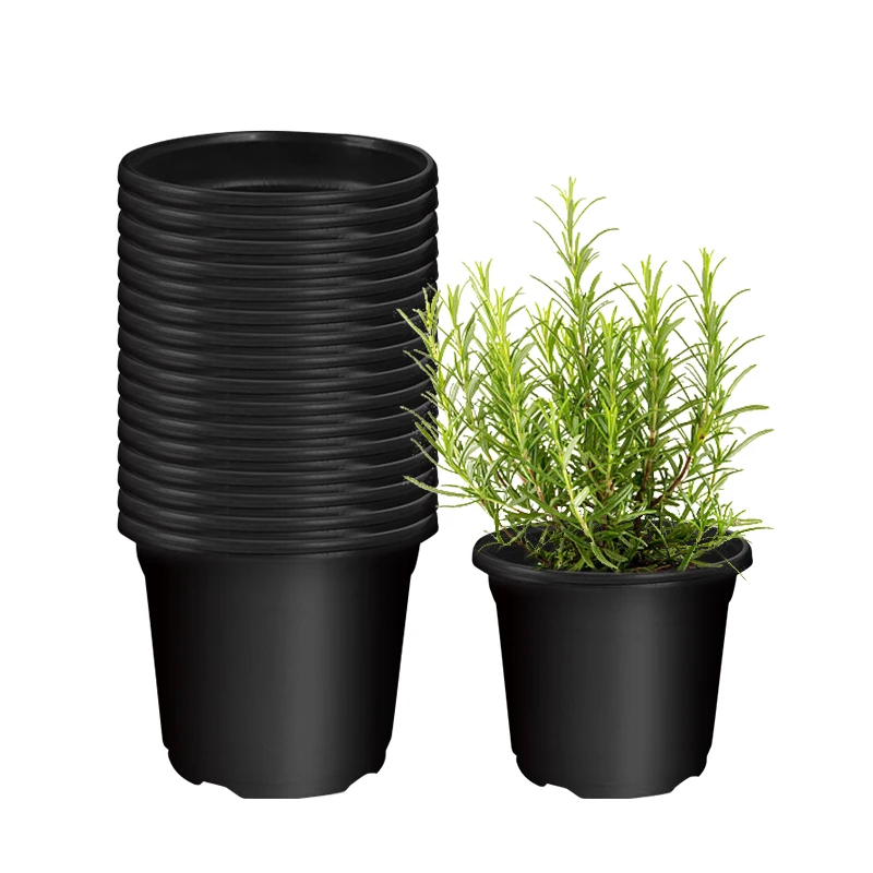 

UDWELLS Garden Round Square Plastic Flower Pots For Indoor Nursery Plants, Black