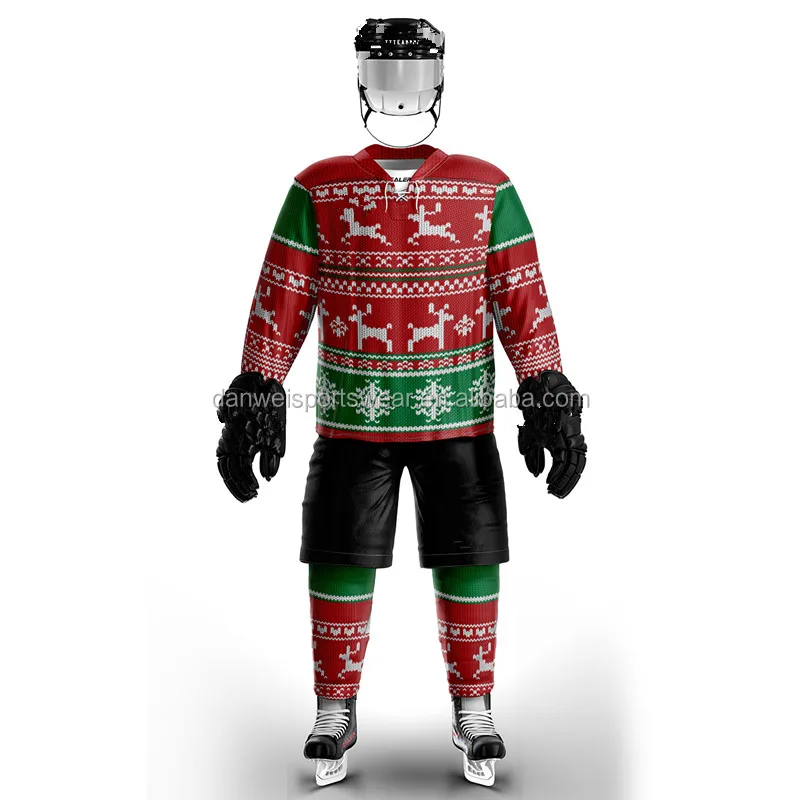 

Christmas red color sublimated hockey jersey socks