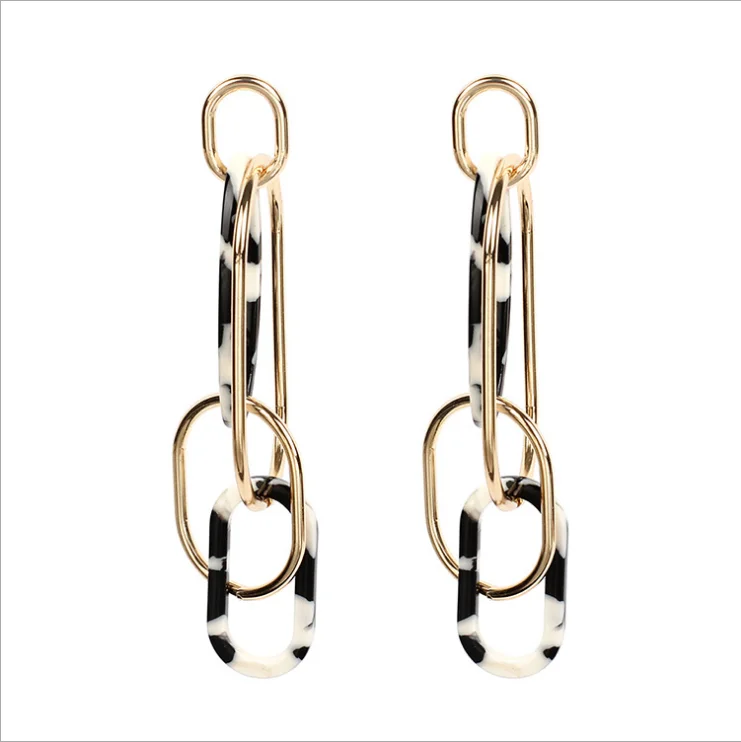 

Acrylic leopard Earrings resin geometric long simple acetate plate exaggerated Earrings