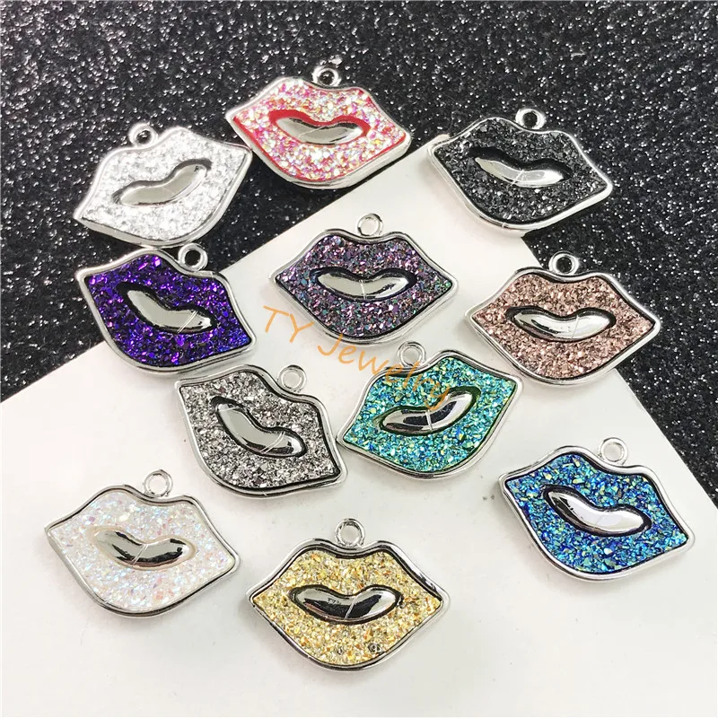 

Synthetic opal plating Hip-hop lip pendant charm,colorful good quality synthetic opal jewelry,fashion jewelry component, As per pic