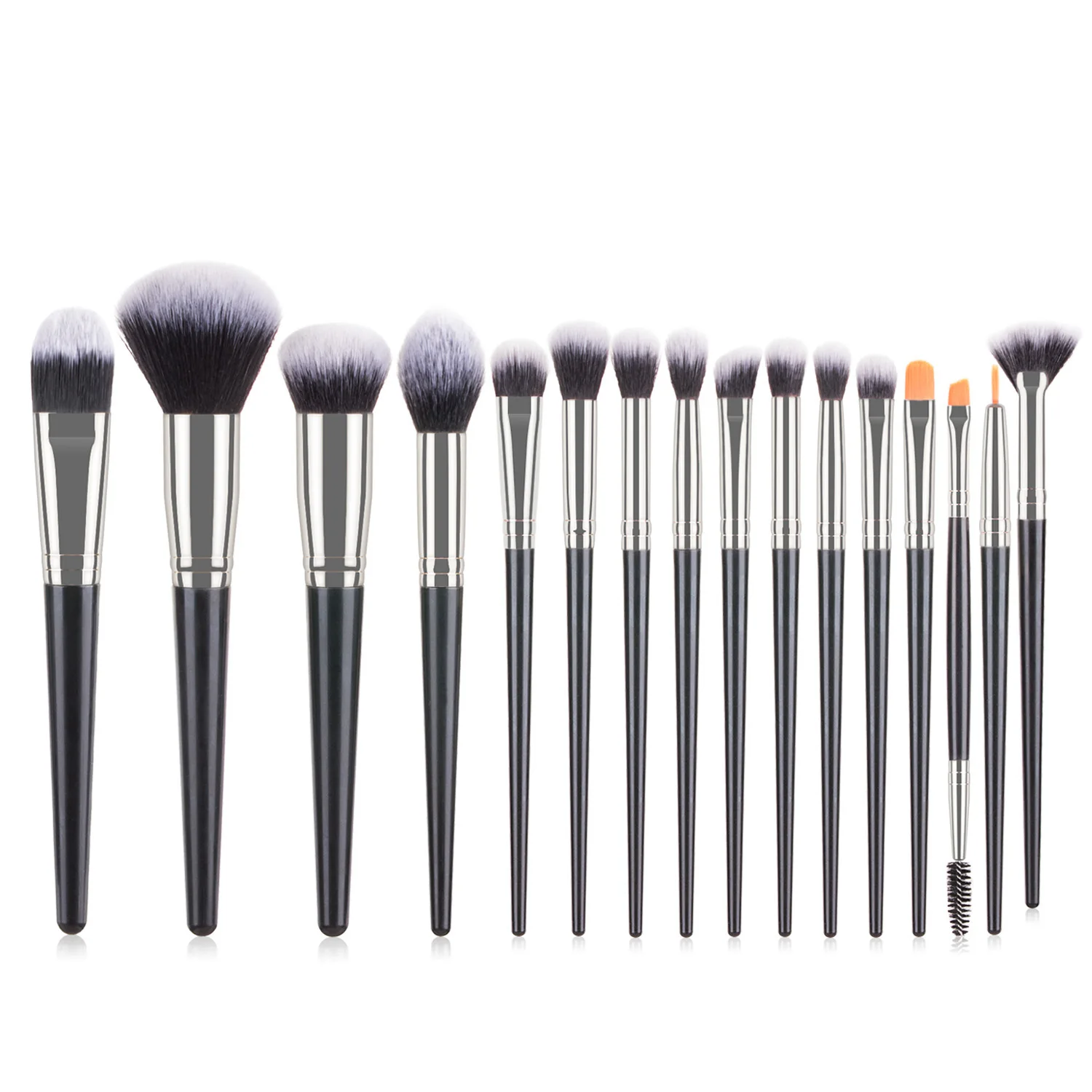 

Professional Makeup Brushes Set 11pcs orange wood Handle Cosmetics Make up Tools Powder Contour Foundation Eyeshadow Brush, Black/brown/customized