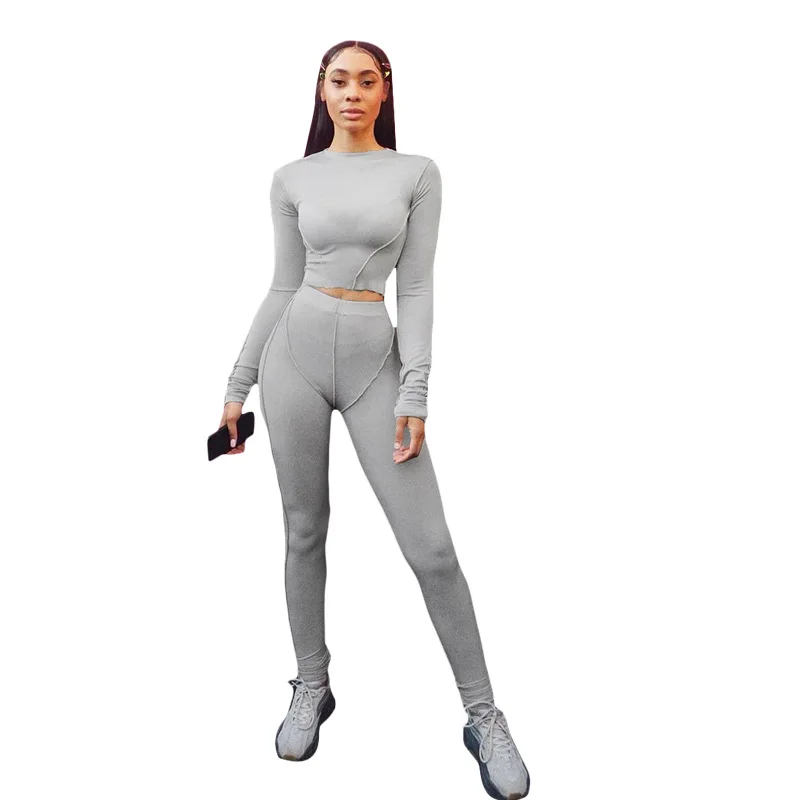 

Women Fall Two Pieces Outfit Sports Long Sleeve Top Matching Set Jogger Tracksuit Leggings Fitness Clothing Outfits