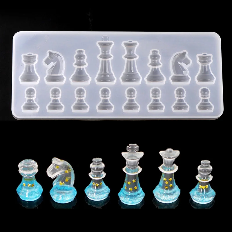 S/M/L Size Chess Board Silicone Mould DIY UV Clay Epoxy Resin International Chess Shape Silicon Mold