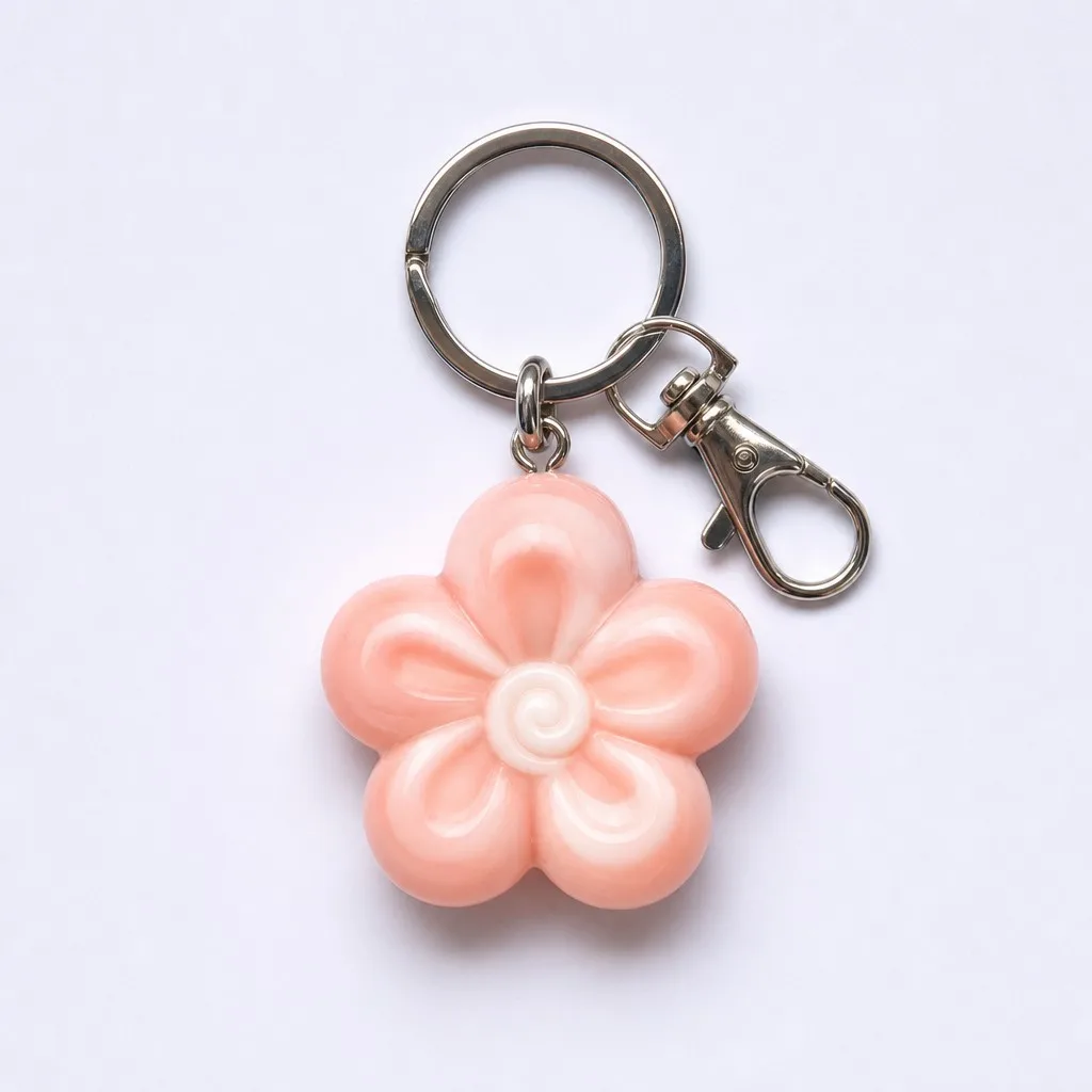 Peach Blossom 5-Petal Flower Candy Keychain