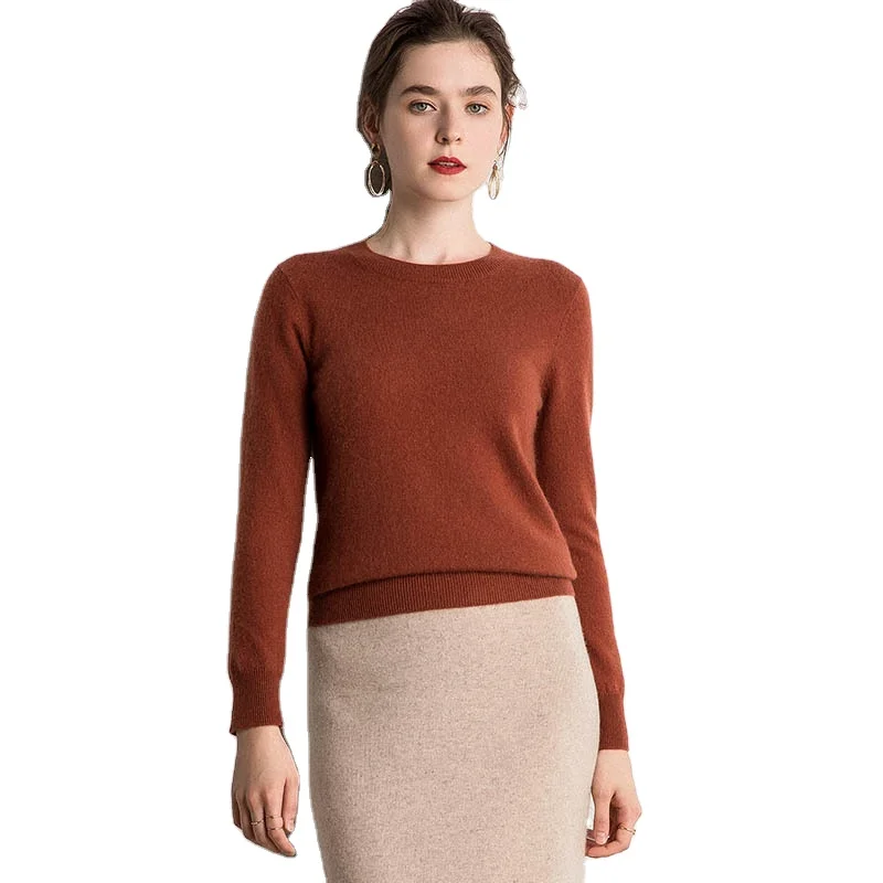 

Winter Thicken Sweater Solid Color 100% Cashmere Women Pullover