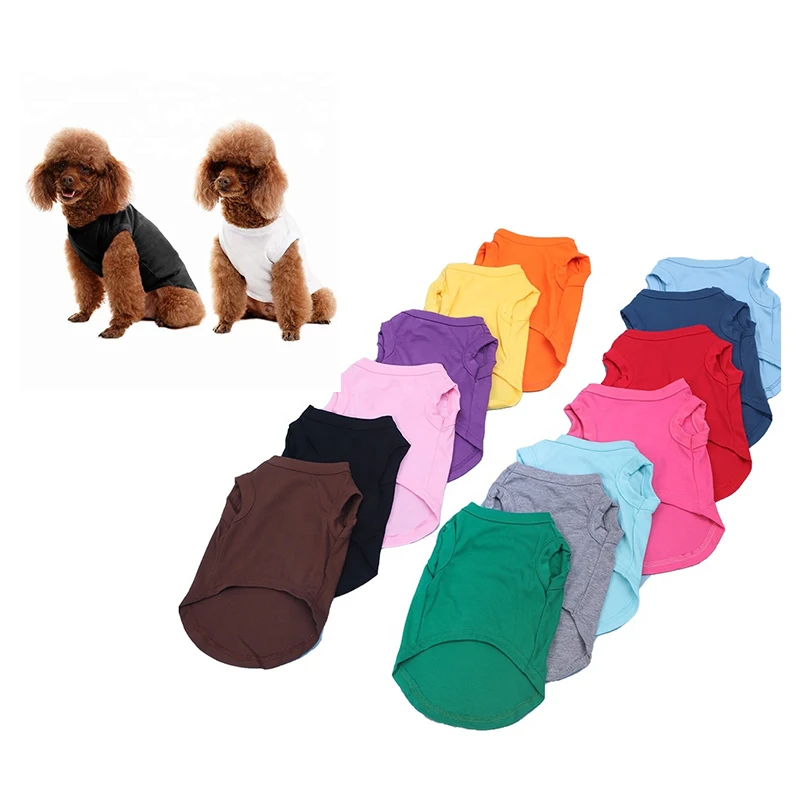 

Wholesale Summer Cheap Polyester Cotton Plain Color Pet Clothes Custom Printing Blank Dog T Shirt, Pink/blue/white/red,black,green,yellow,navy blue
