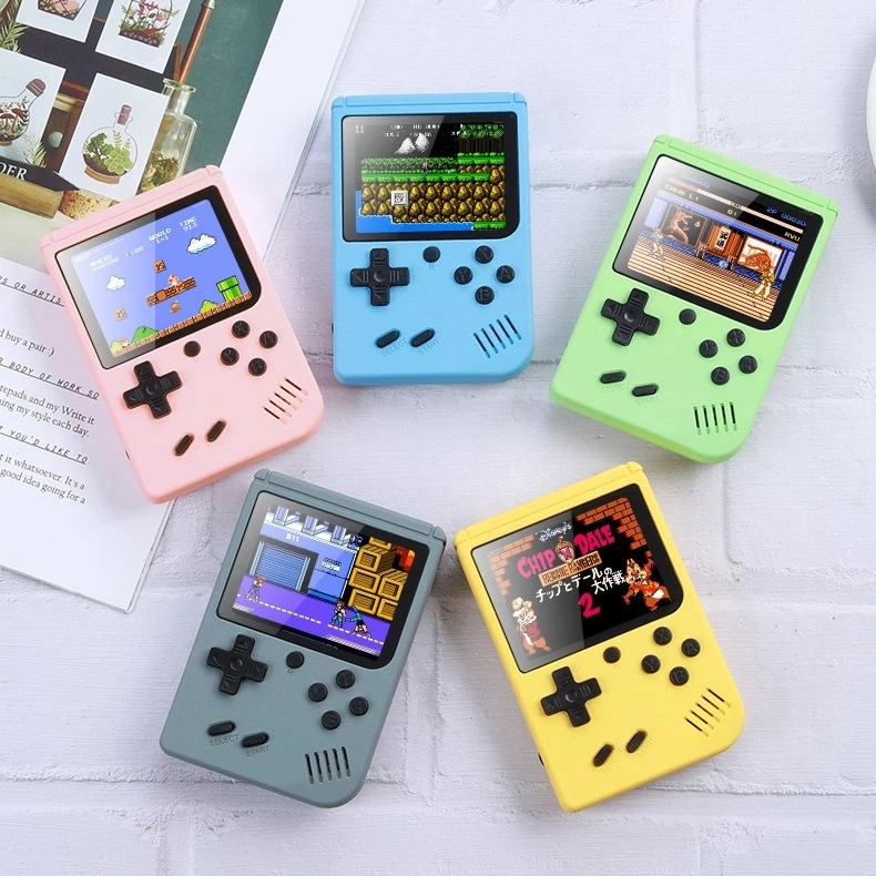 

2020New Wholesale 800 In 1 Retro Game Console 3 Inch Mini TV Handheld FC Macaron Game Machine Built-in 800 Classic Games, Yellow/white/black/red/green