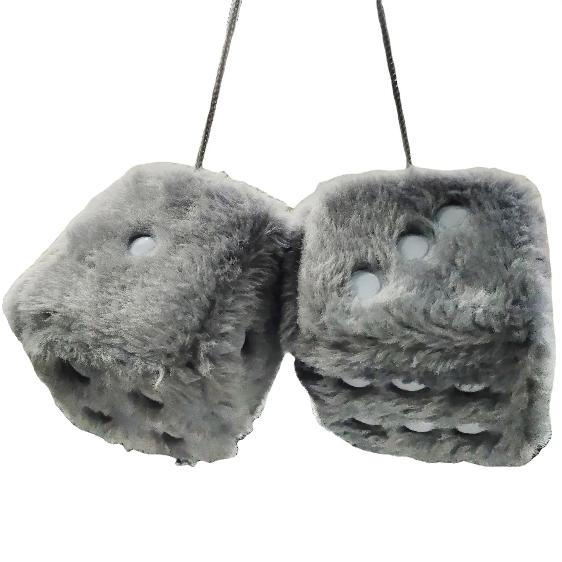 

Wholesale Hanging Fluffy Furry Dice Car Hanging Retro Square stuffed Plush doll Car Ornament