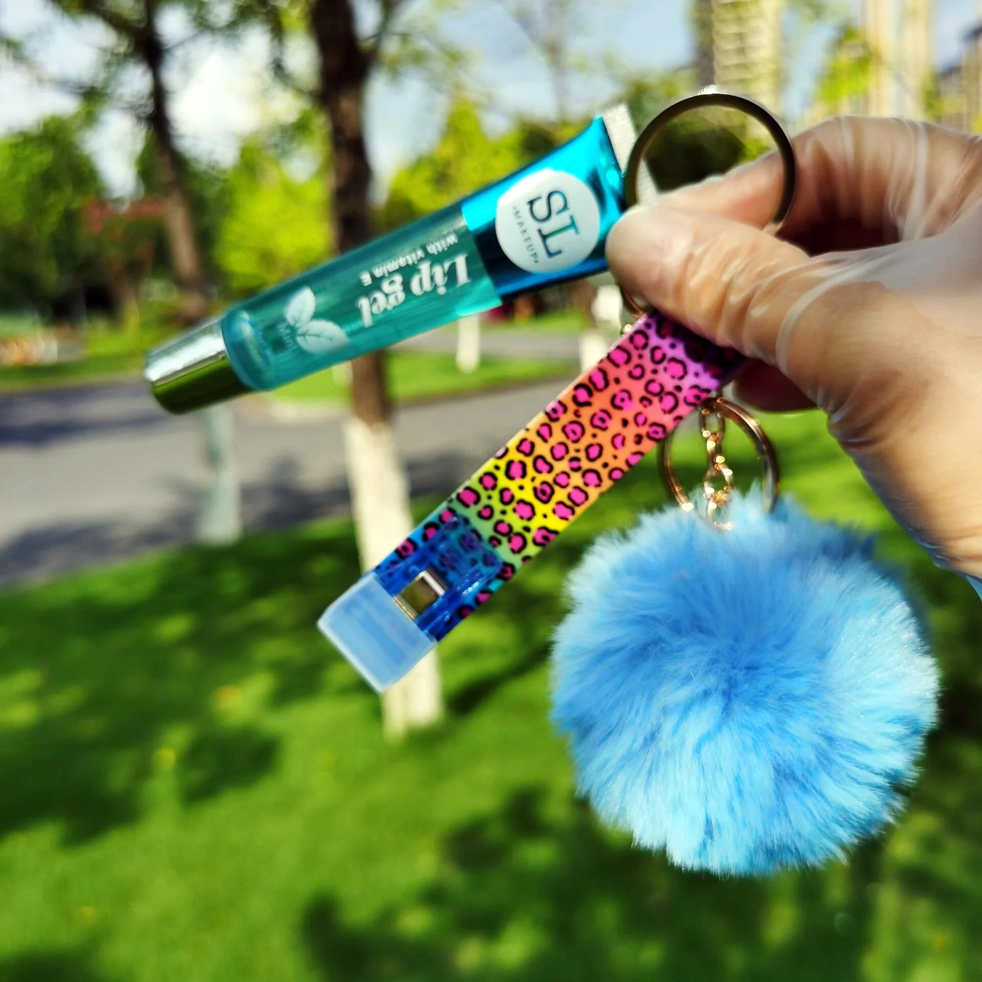 

Long Nails Credit Plastic Cute Lipgloss Small Business Vendor Addiction Collection Lover Card Grabber With Pom Pom Keychain
