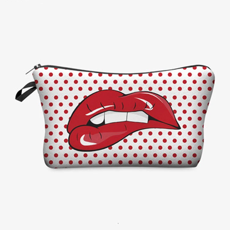 

Hot sale product lady makeup bag zipper bag with lip printing makeup case, As picture