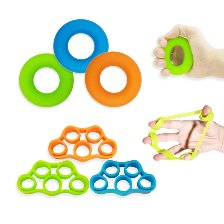 

6pcs Silicone stress Relief Therapy fitness finger trainer exerciser hand grip strengthener exerciser, Blue, green, orange