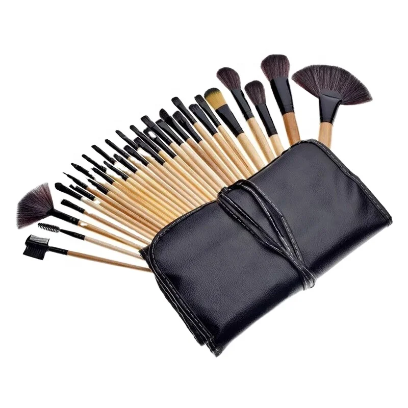 

Professional Custom New synthetic 32 pcs makeup Set 32 pieces Wooden Makeup brushes Set Makeup Cosmetic Tools Beauty brushes, Picture color
